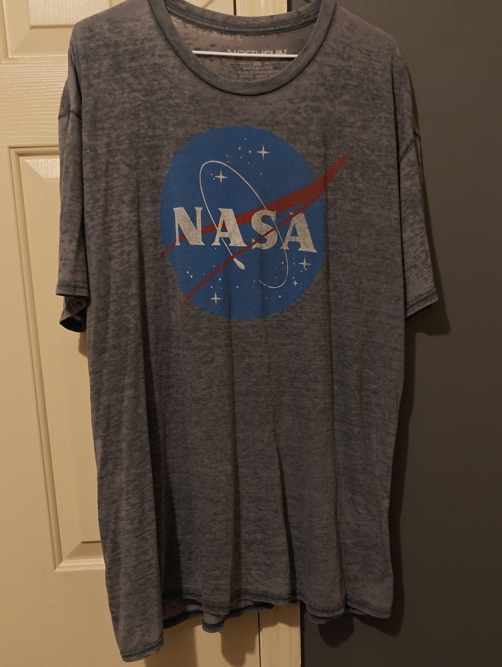 Fifth Sun Men’s Grey NASA Graphic Tee with Blue & Red Logo